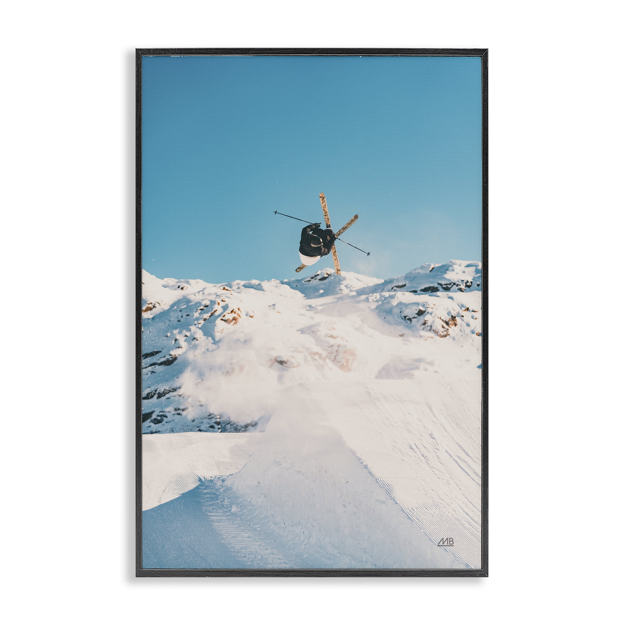 Stupell Industries Snow Day Skiing Sports Photography Black Framed Art Print Wall Art, 12 x 18