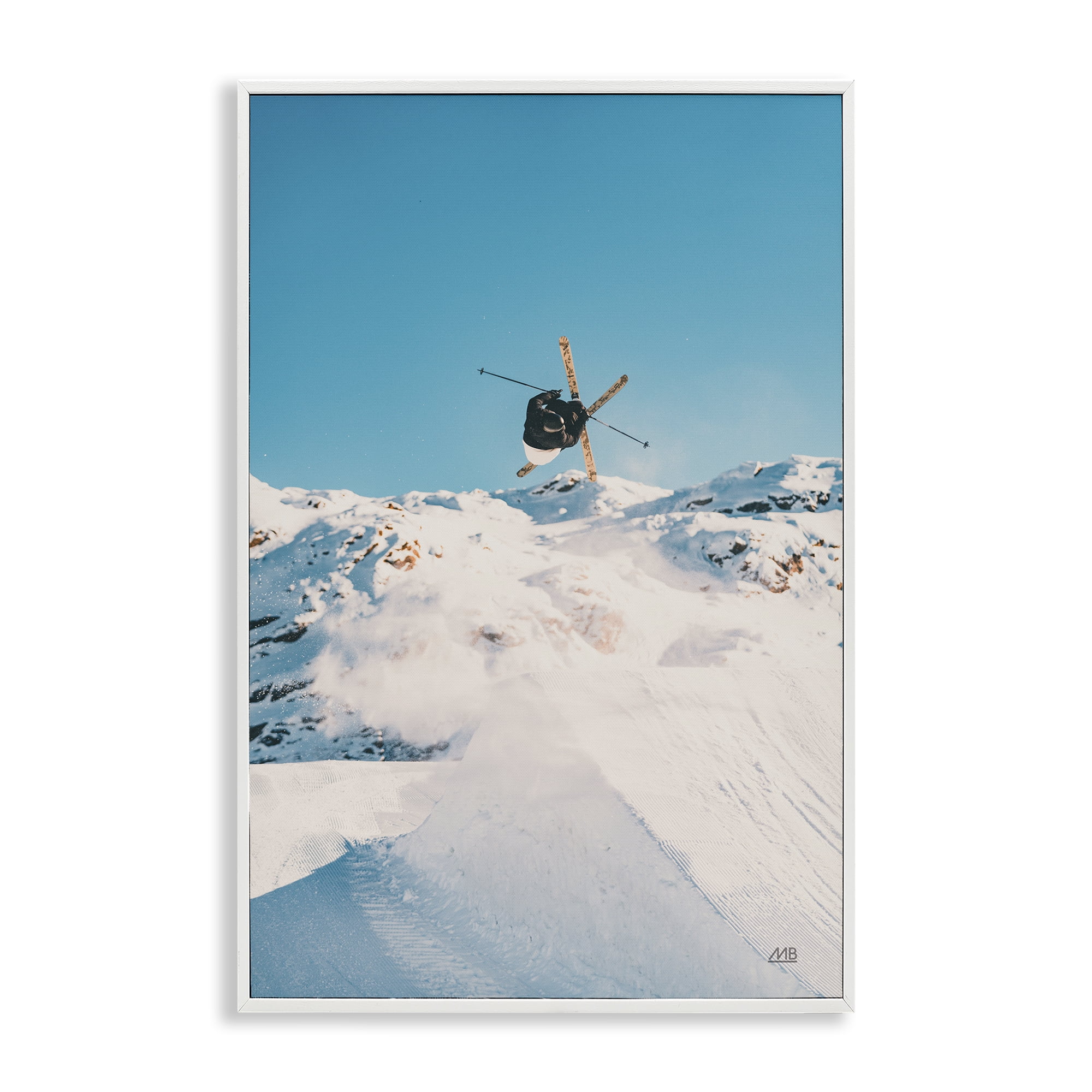 Stupell Industries Snow Day Skiing Sports Photography White Framed Art Print Wall Art, 20 x 30