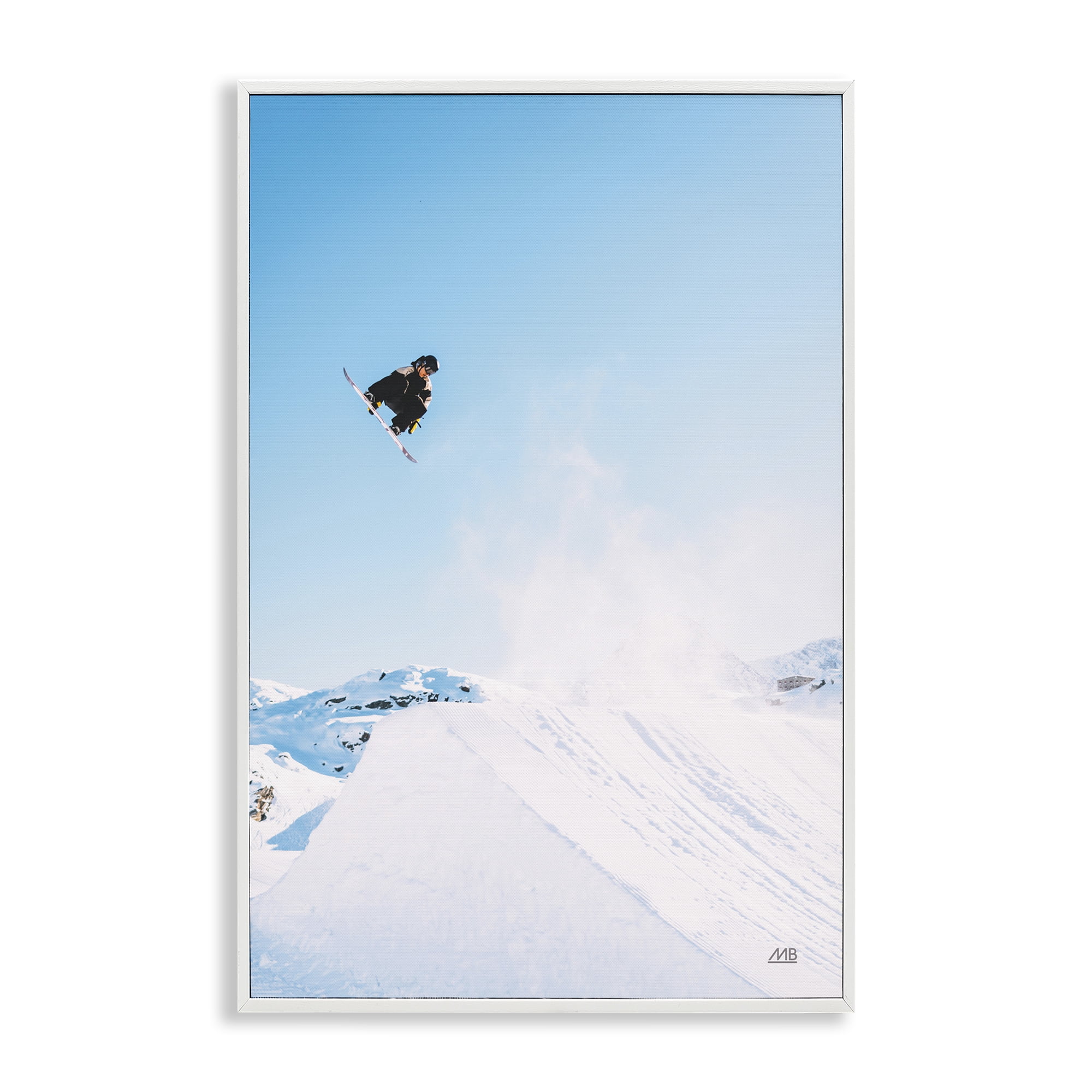 Stupell Industries Snow Day Snowboarder Sports Photography White Framed Art Print Wall Art, 16 x 24