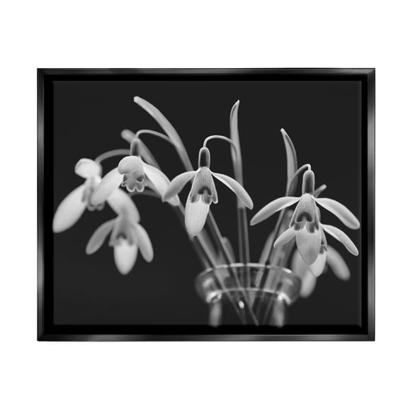 Stupell Industries Snow Drops Flower Photography Botanical & Floral Photography Black Floater Framed Art Print Wall Art