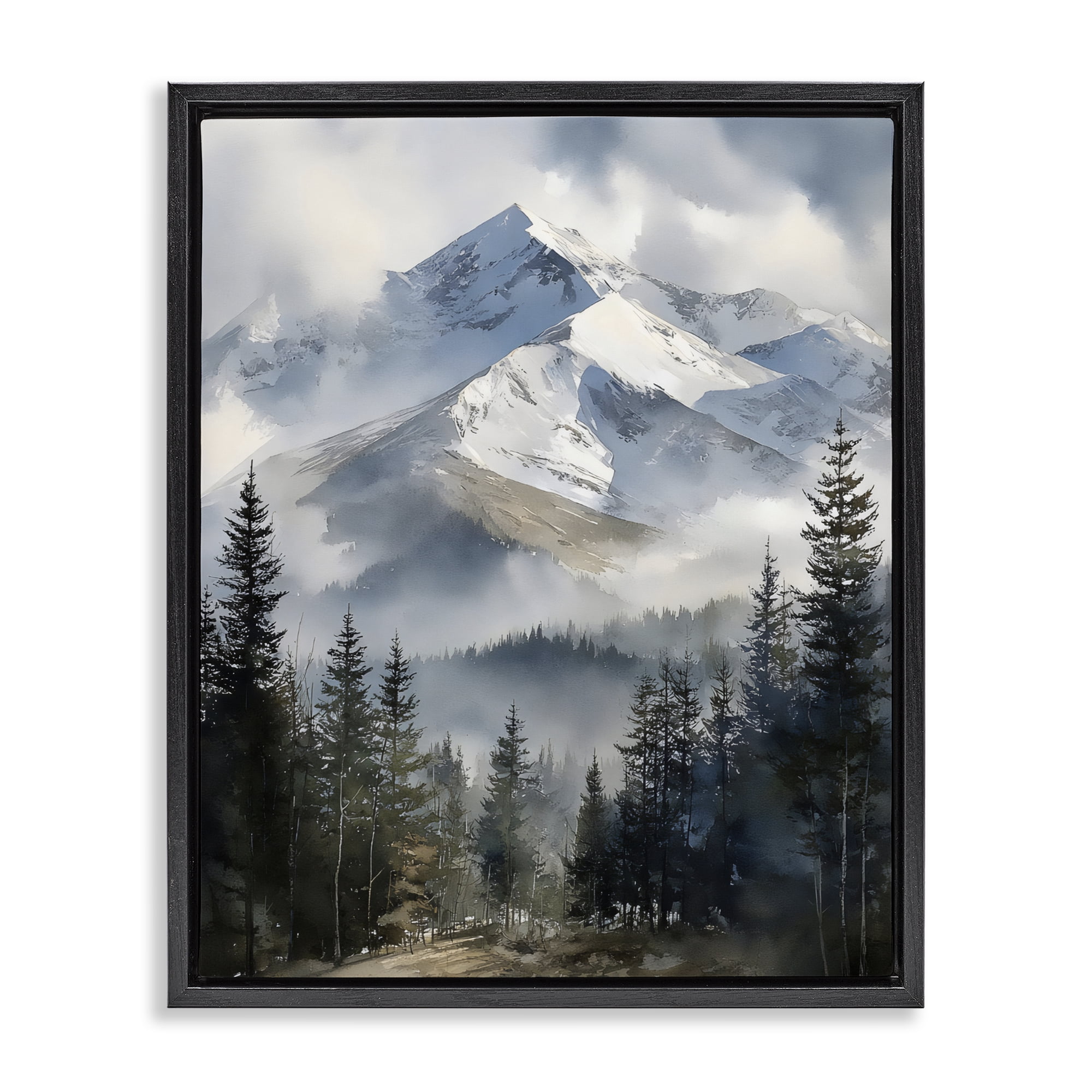 Stupell Industries Snow & Mist Alpines Black Framed Floater Canvas Wall Art, design by Franklyn Gregory