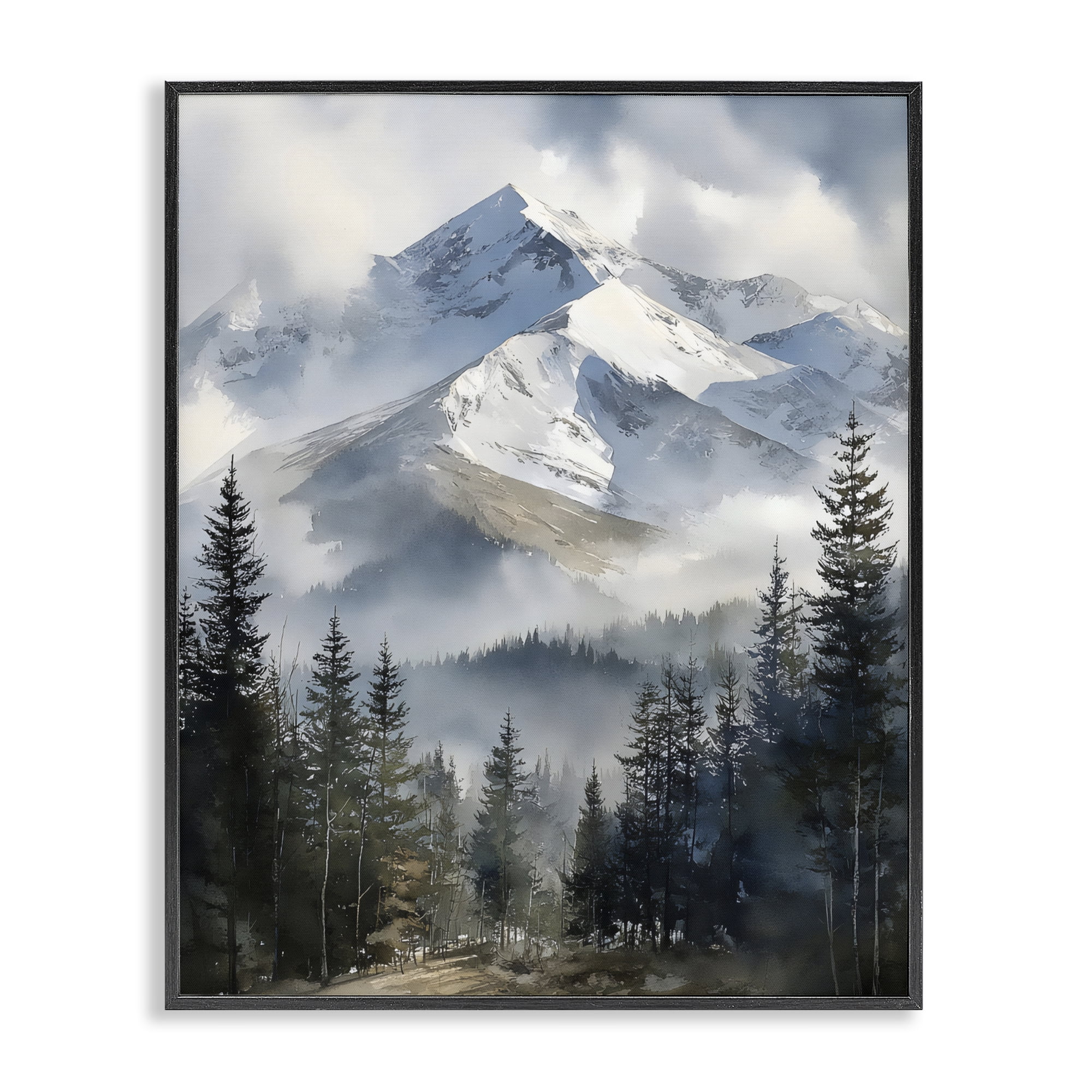 Stupell Industries Snow & Mist Alpines Black Framed Giclee Art, design by Franklyn Gregory