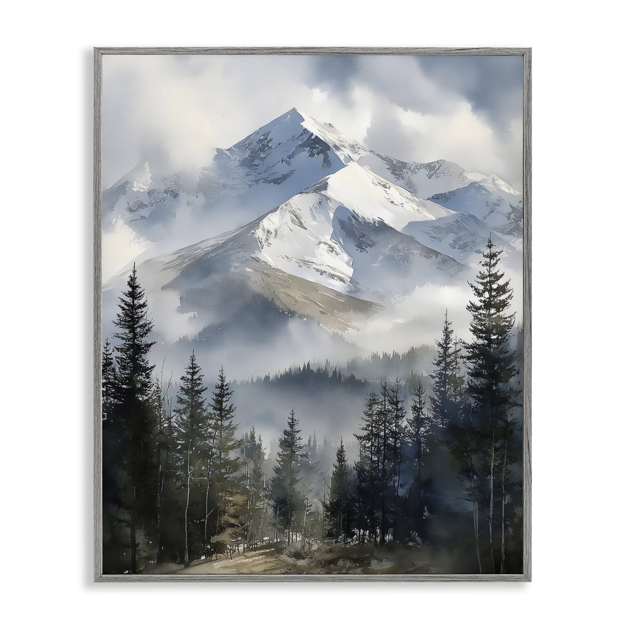 Stupell Industries Snow & Mist Alpines Gray Framed Giclee Art, design by Franklyn Gregory