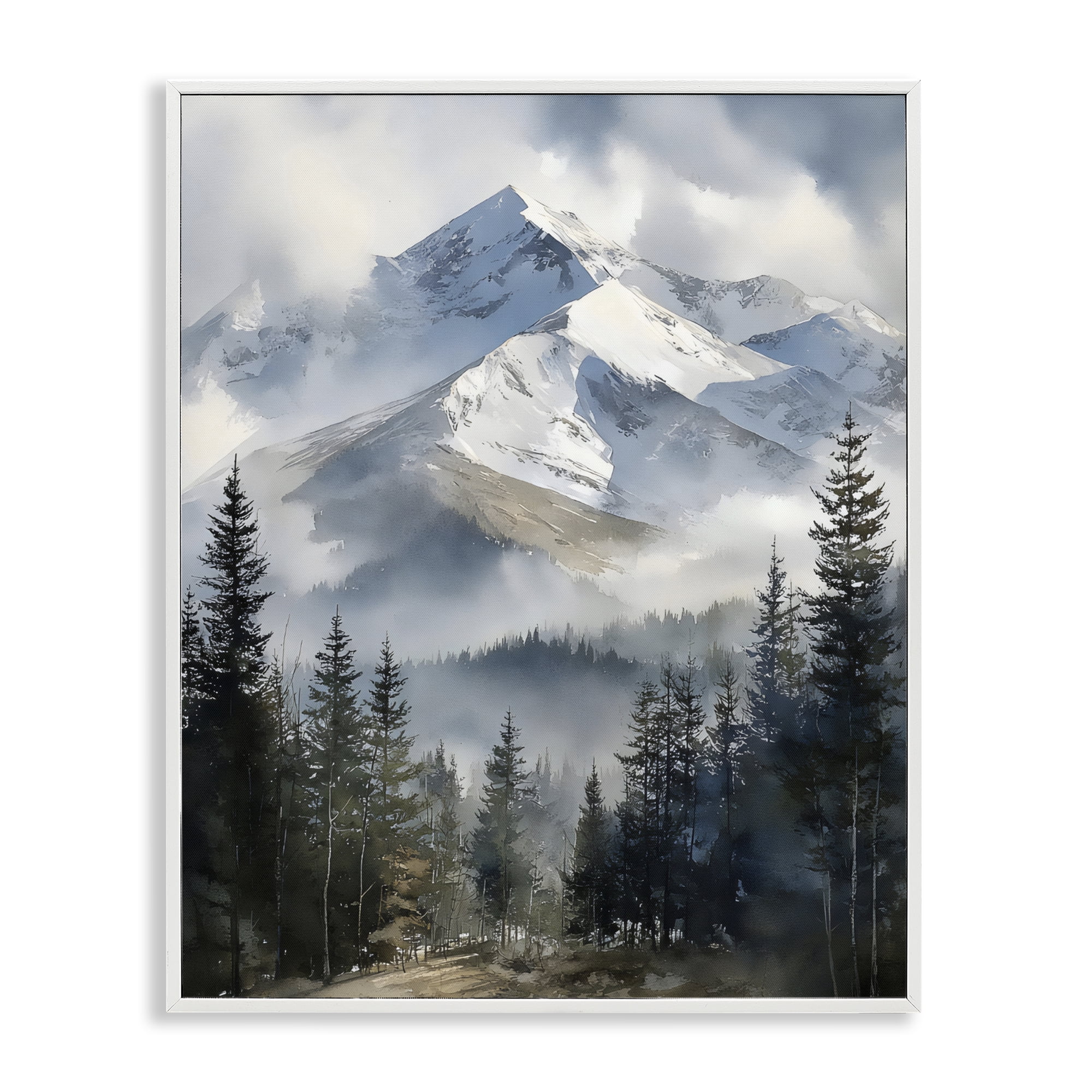 Stupell Industries Snow & Mist Alpines White Framed Giclee Art, design by Franklyn Gregory