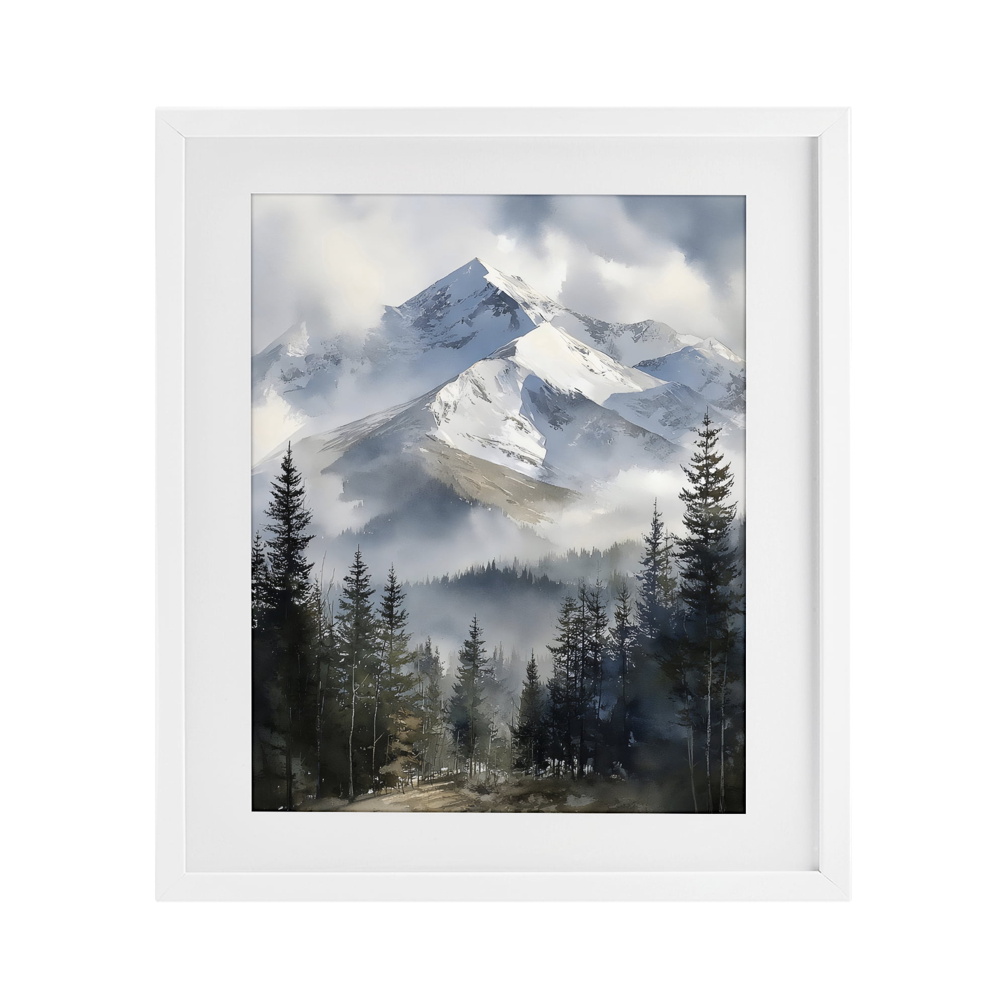 Stupell Industries Snow & Mist Alpines White Framed Print Under Glass, design by Franklyn Gregory