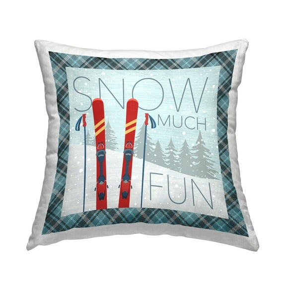 Stupell Industries Snow Much Fun with Plaid Decorative Printed Throw Pillow, 18 x 18