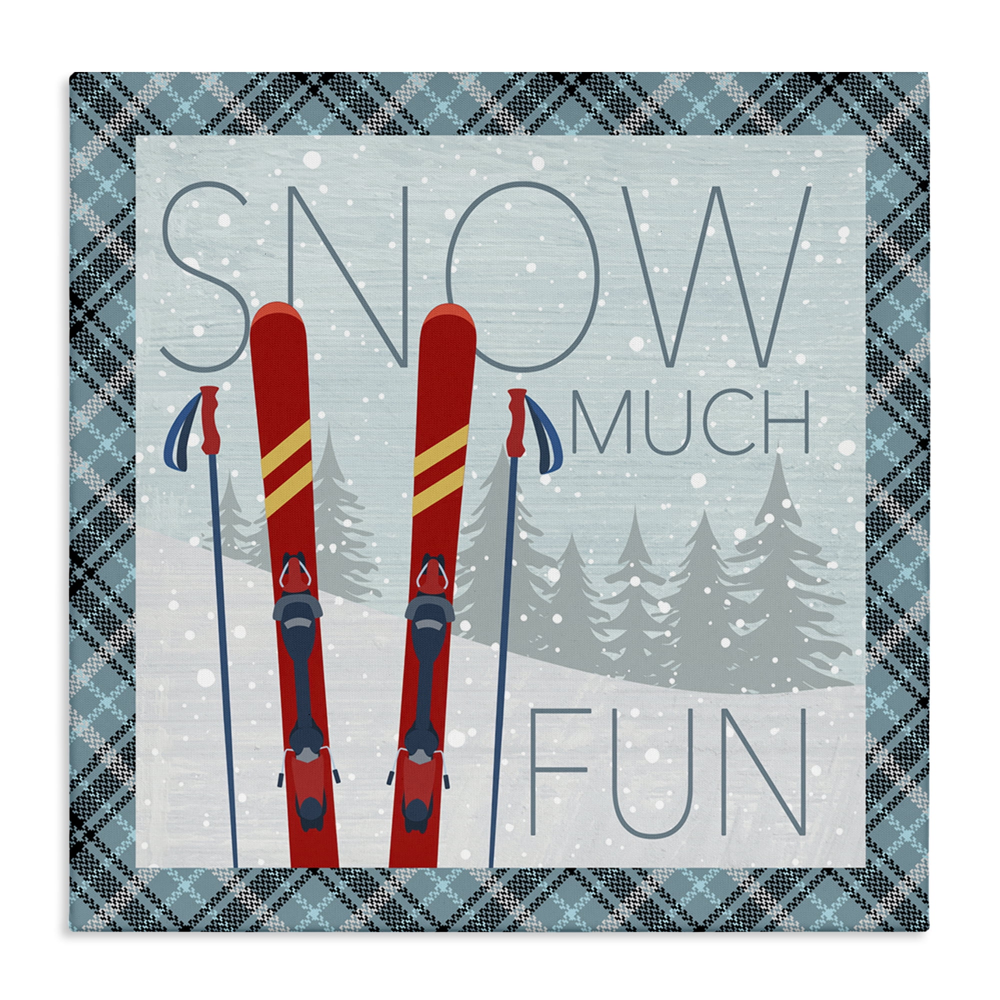 Stupell Industries Snow Much Fun with Plaid Landscape Painting Gallery Wrapped Canvas Art Prints Wall Art, 36 x 36