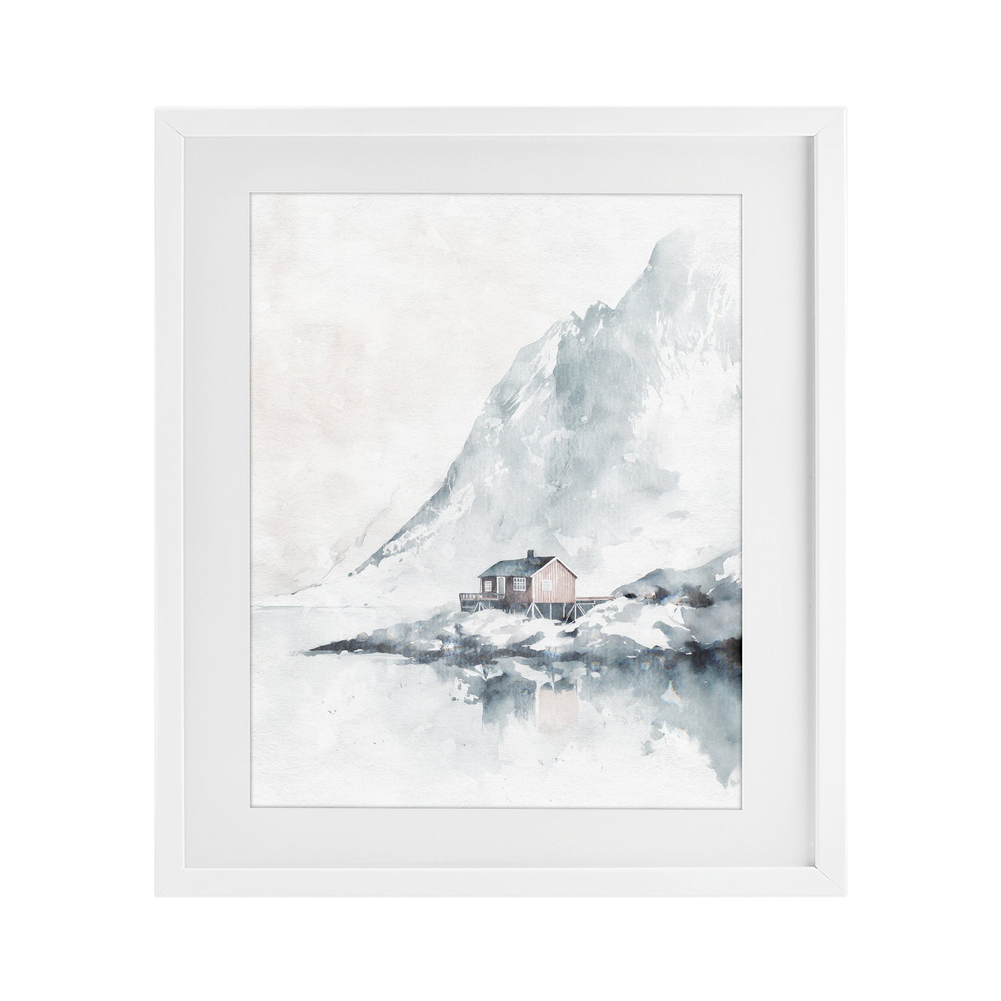 Stupell Industries Snow Shelter Watercolor White Framed Print Under Glass, design by Svetlana Aleynikova