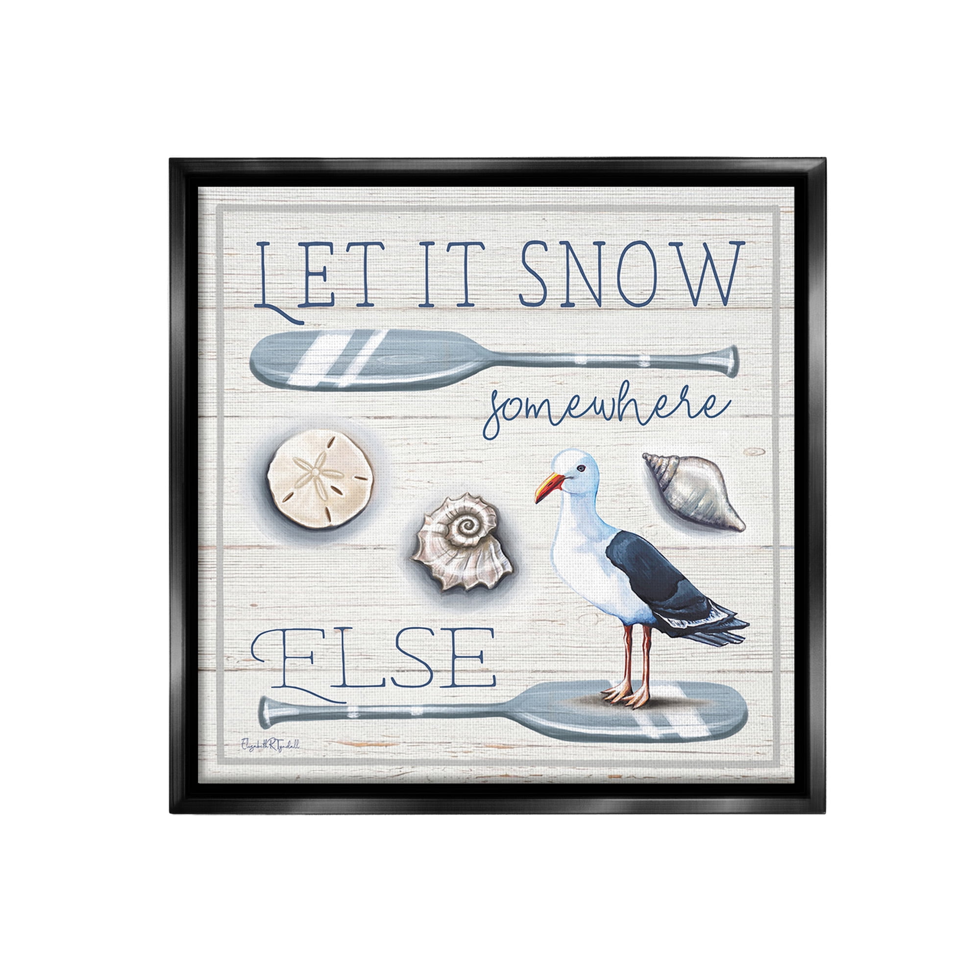 Stupell Industries Snow Somewhere Else Holiday Painting Black Floater Framed Canvas Art Print Wall Art, 25 x 25