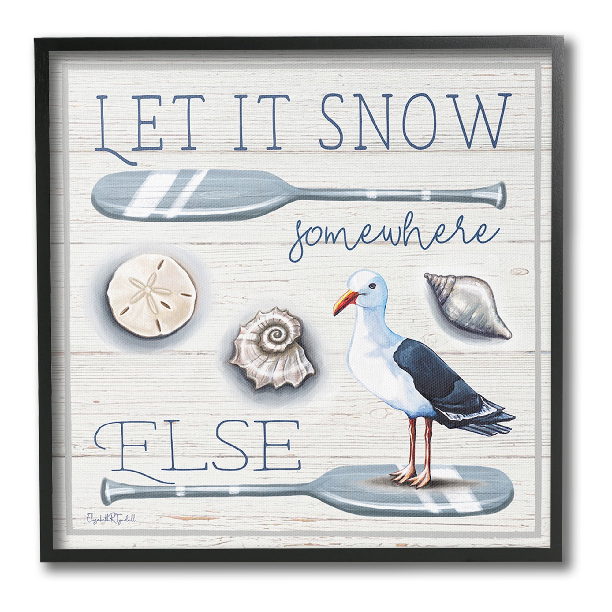 Stupell Industries Snow Somewhere Else Holiday Painting Black Framed Art Print Wall Art, 12 x 12