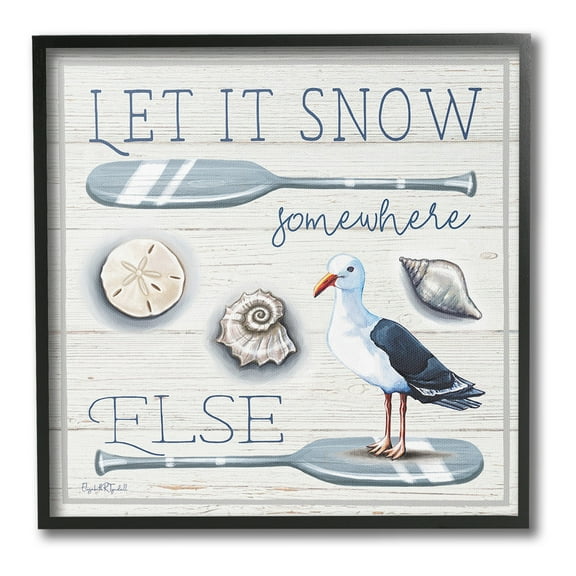 Stupell Industries Snow Somewhere Else Holiday Painting Black Framed Art Print Wall Art, 12 x 12