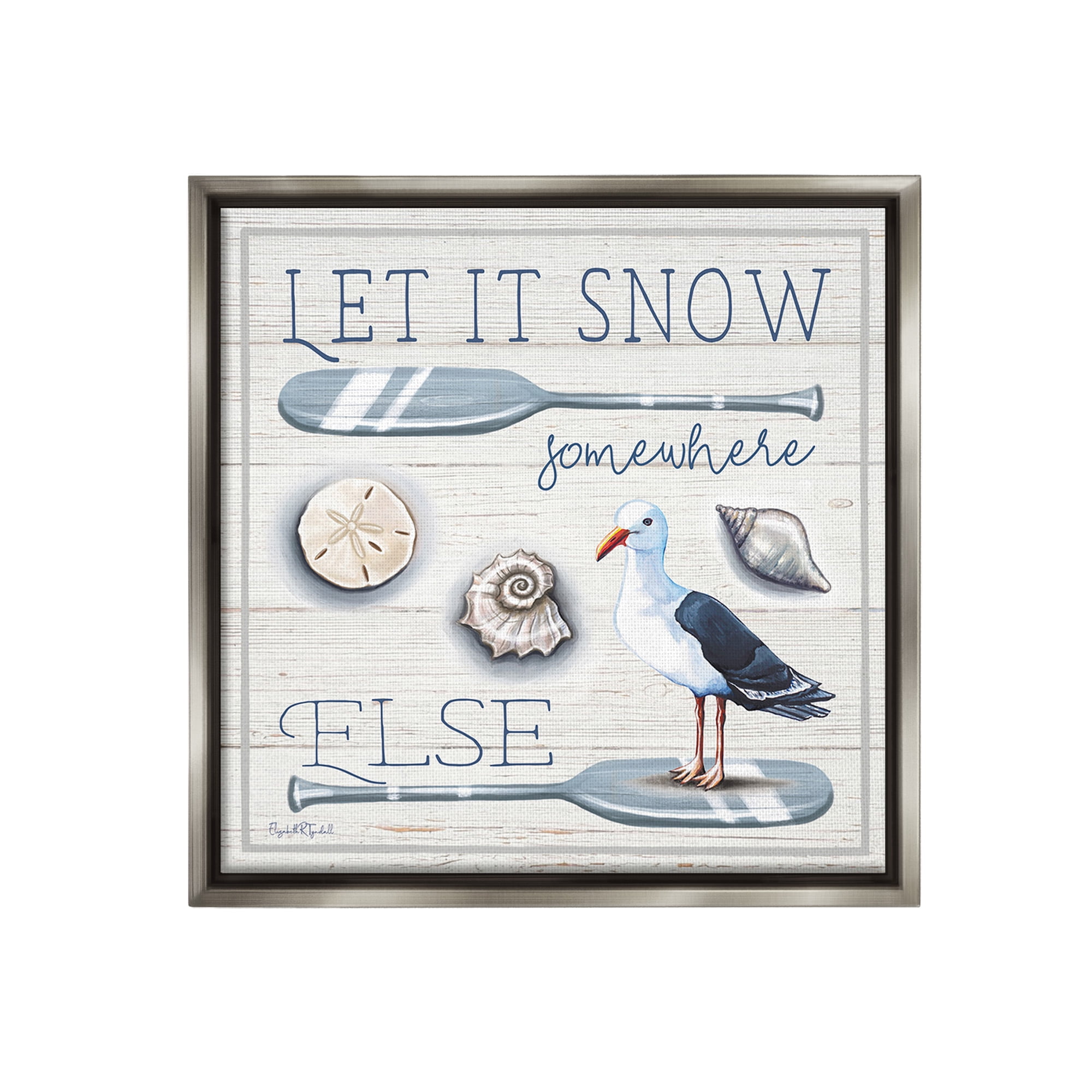 Stupell Industries Snow Somewhere Else Holiday Painting Gray Floater Framed Canvas Art Print Wall Art, 25 x 25
