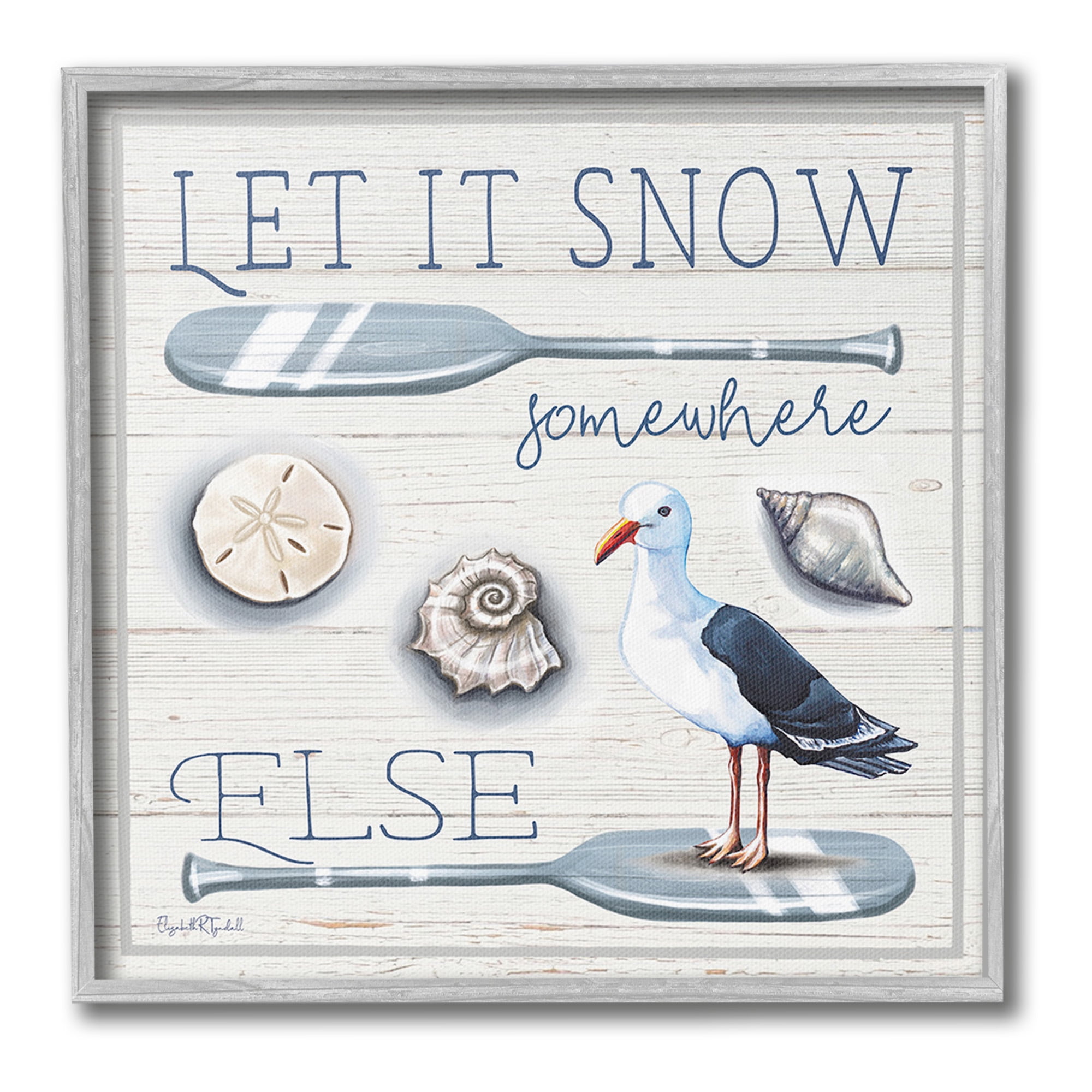 Stupell Industries Snow Somewhere Else Holiday Painting Gray Framed Art Print Wall Art, 24 x 24