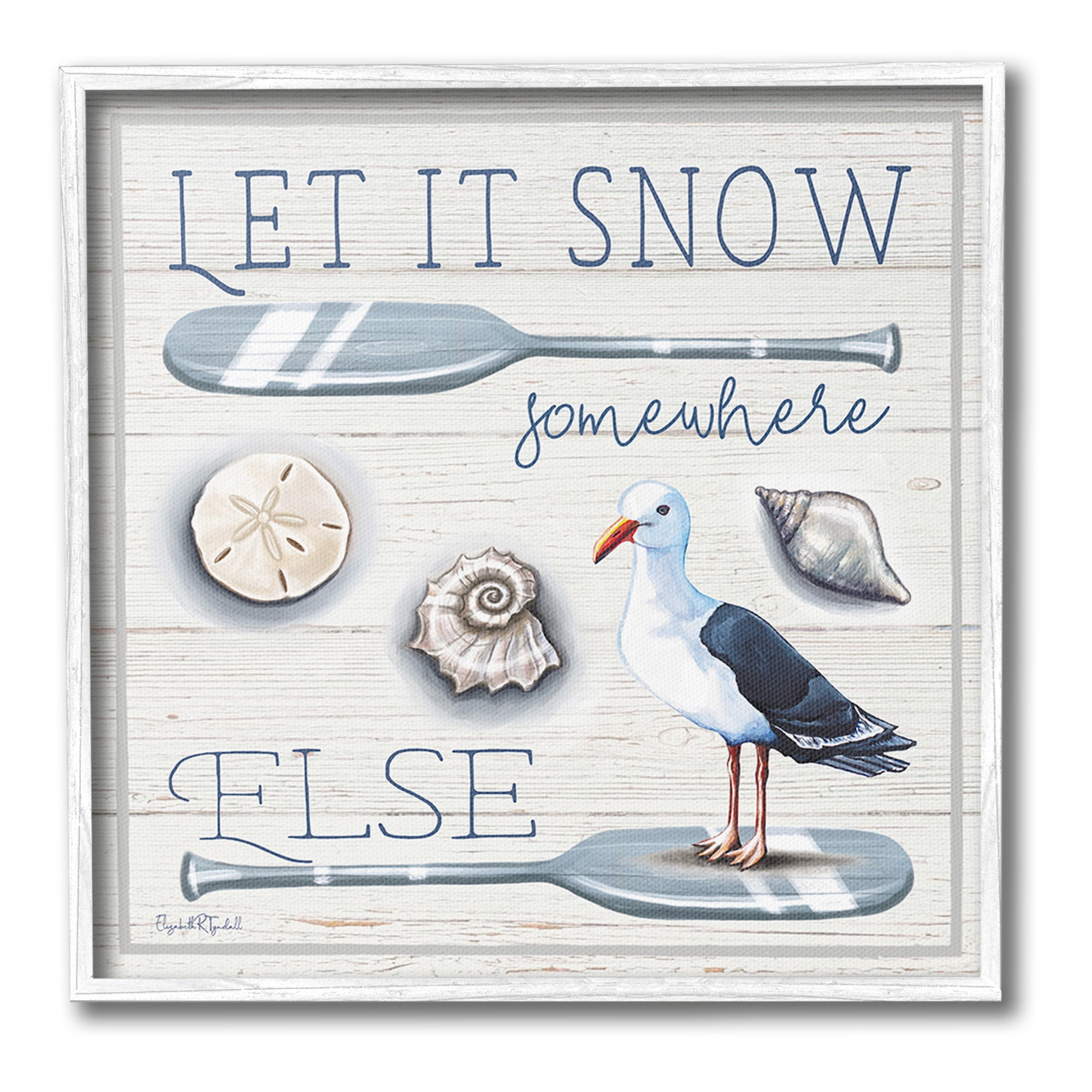 Stupell Industries Snow Somewhere Else Holiday Painting White Framed Art Print Wall Art, 17 x 17