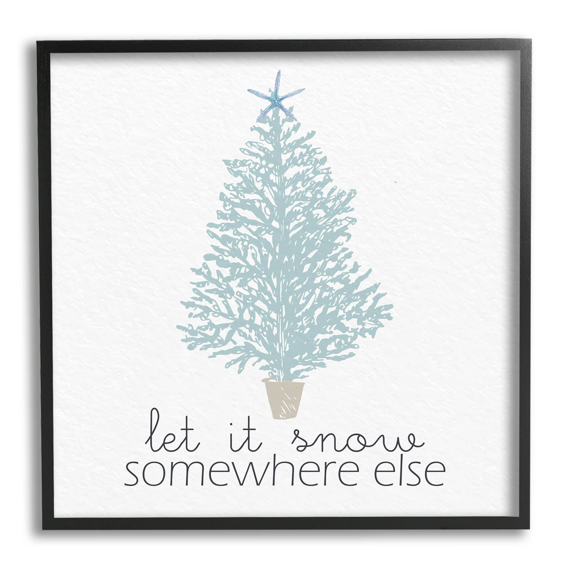 Stupell Industries Snow Somewhere Else Holiday Tree Graphic Art Black Framed Art Print Wall Art, Design by Kim Allen