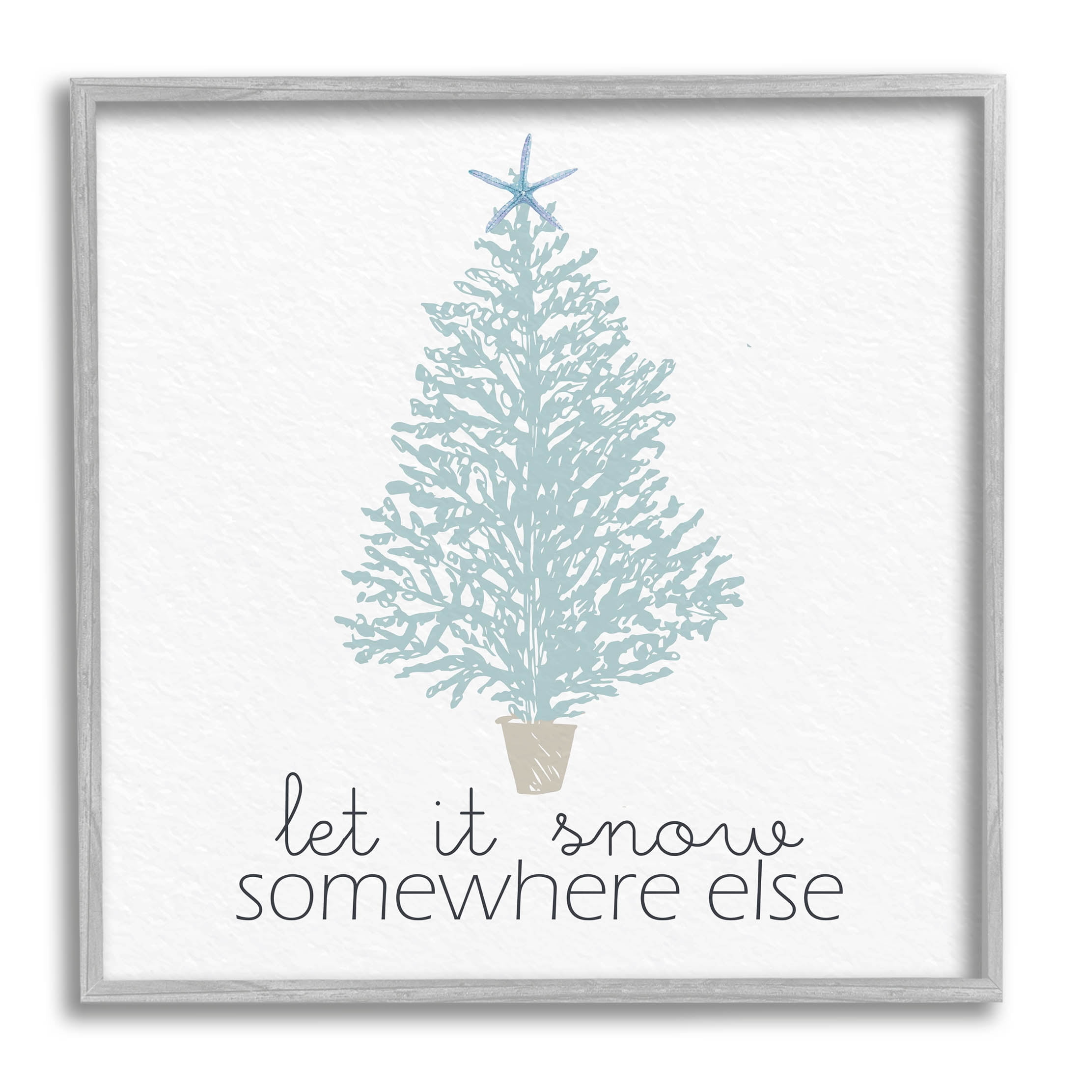 Stupell Industries Snow Somewhere Else Holiday Tree Graphic Art Gray Framed Art Print Wall Art, Design by Kim Allen