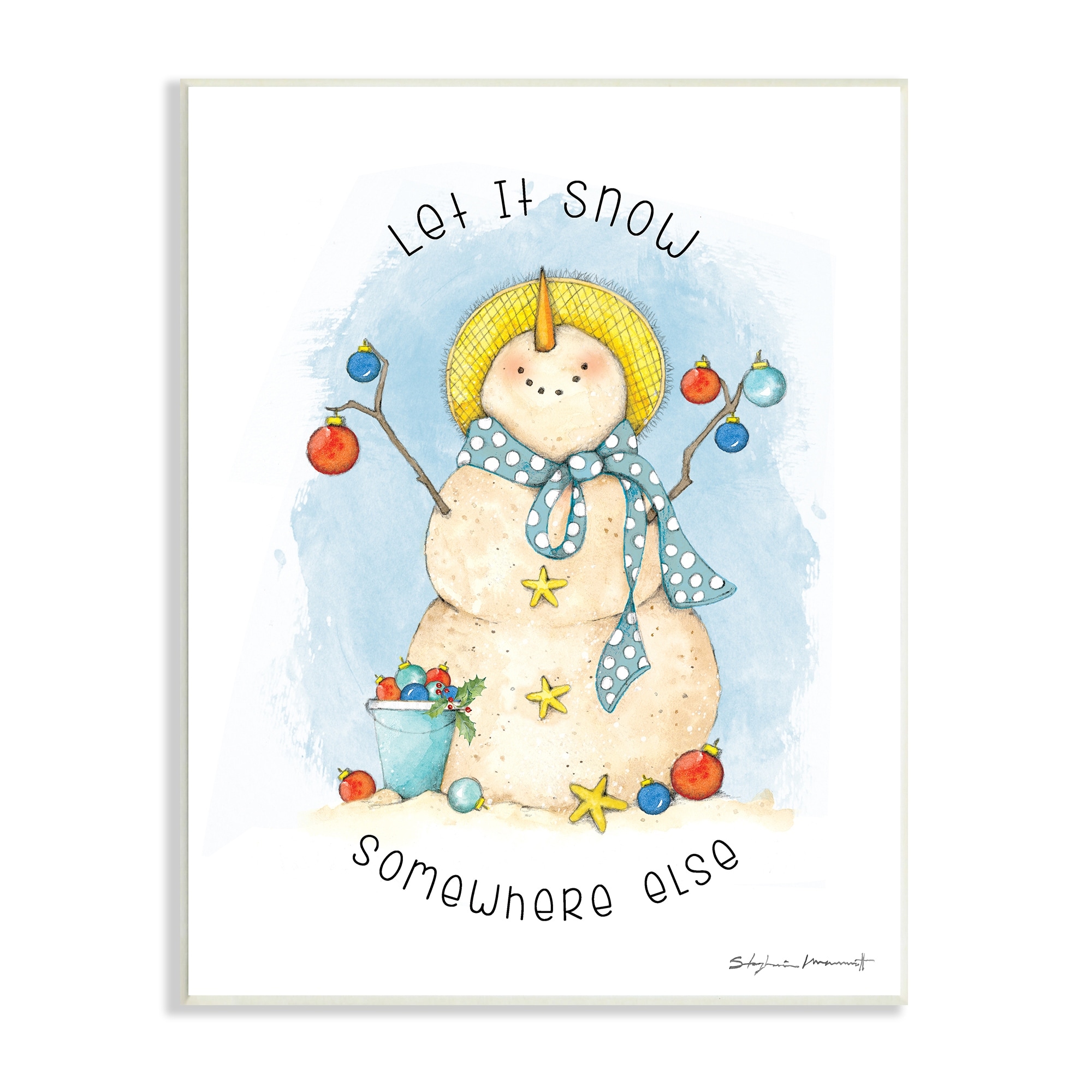 Stupell Industries Snow Somewhere Else Nautical Winter Snowman Bold Ornaments, 13 x 19, Design by Stephanie Workman Marrott
