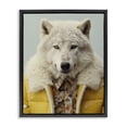 thumbnail image 1 of Stupell Industries Eclectic Snow Wolf Yellow Jacket Black Floating Frame Canvas Art, 17 x 21, by Ray Powers, 1 of 8