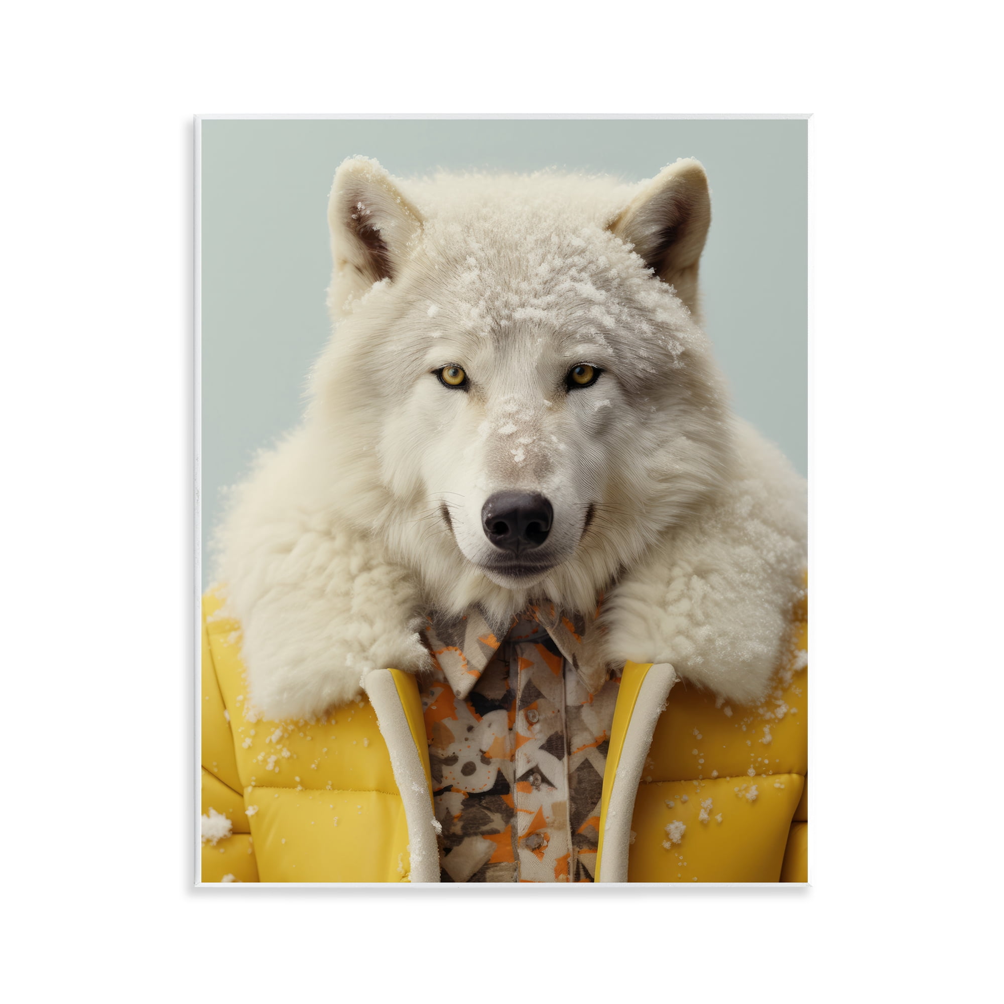 Stupell Industries Snow Wolf Yellow Jacket Wall Plaque Art, design by Ray Powers