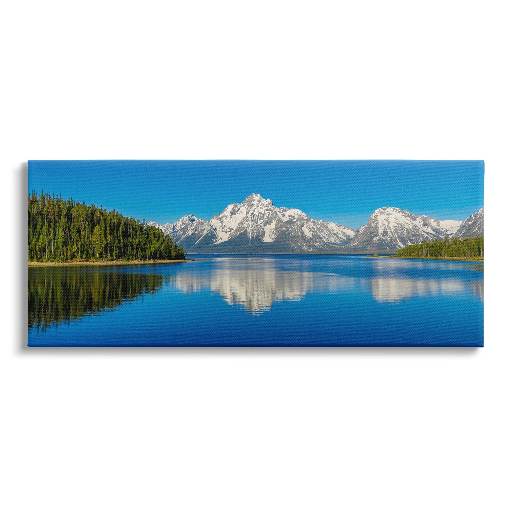 Stupell Industries Snowcapped Mountains Clear Lake Reflection Panoramic Scenery Canvas Wall Art, 48 x 20, Design by Daniel Sproul