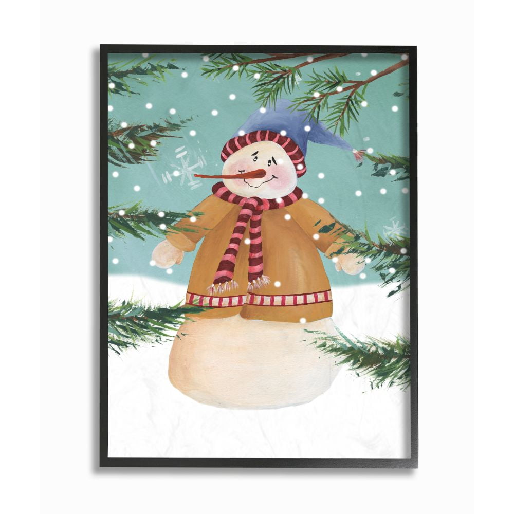 Stupell Industries Snowman Pine Trees Christmas Holiday IllustrationFramed Wall Art By Artist Regina Moore