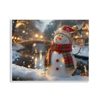 Stupell Industries Snowman Windy Winter Scene Holiday Painting Unframed Art Prints Wall Art, 14 x 11