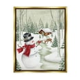 thumbnail image 1 of Stupell Industries Snowman on Snowy Path Holiday Painting Gold Floater Framed Canvas Art Print Wall Art, 17 x 21, 1 of 10