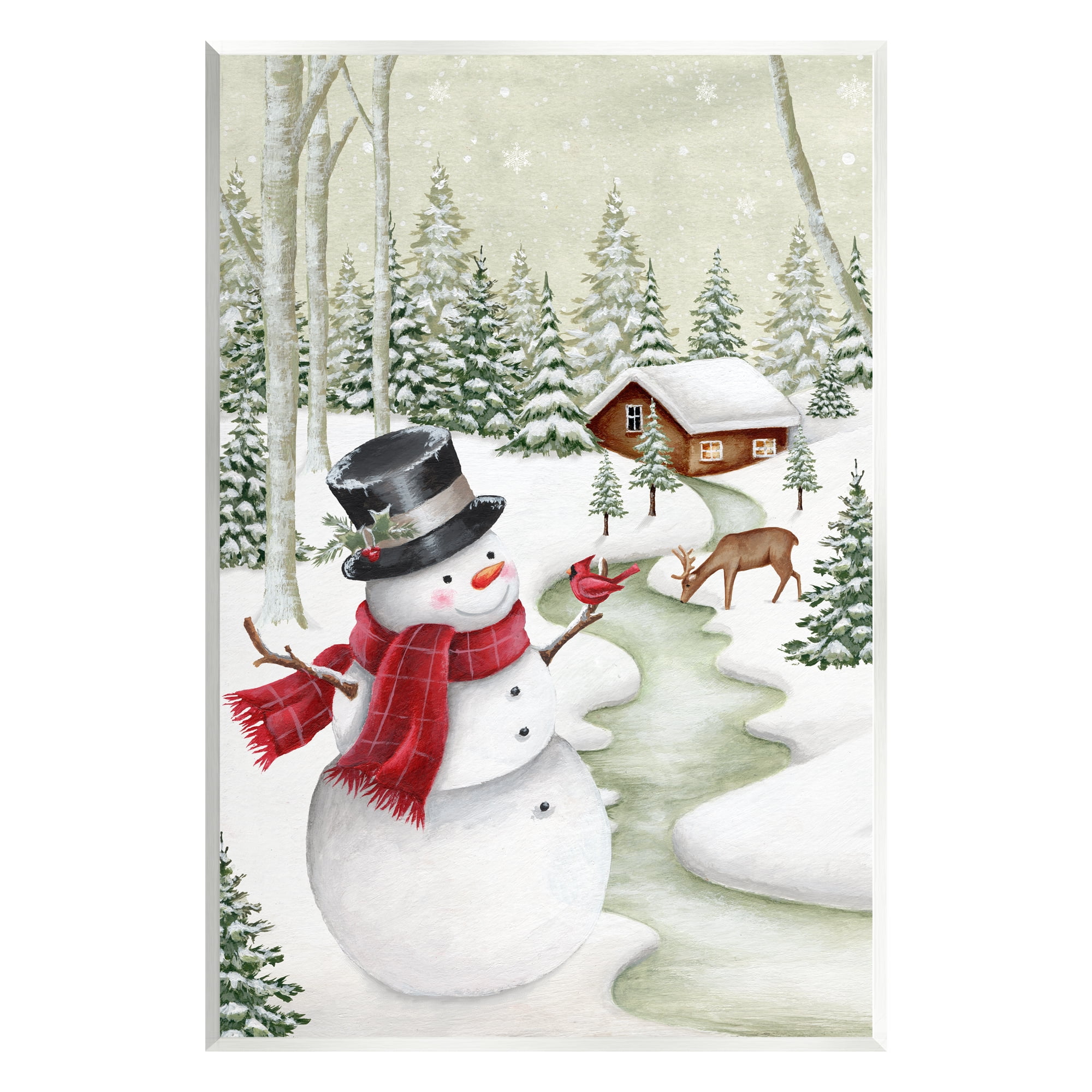 Stupell Industries Snowman on Snowy Path Holiday Painting Unframed Art Print Wall Art, 10 x 15