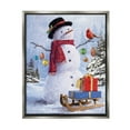 thumbnail image 1 of Stupell Industries Snowman with Gift Sled Landscape Painting Gray Floater Framed Canvas Art Print Wall Art, 17 x 21, 1 of 10