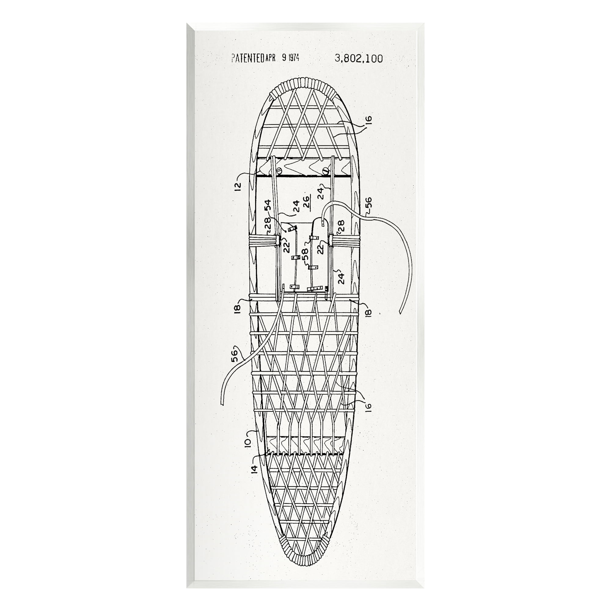 Stupell Industries Snowshoe Winter Patent Blueprint Sports Painting Unframed Art Print Wall Art