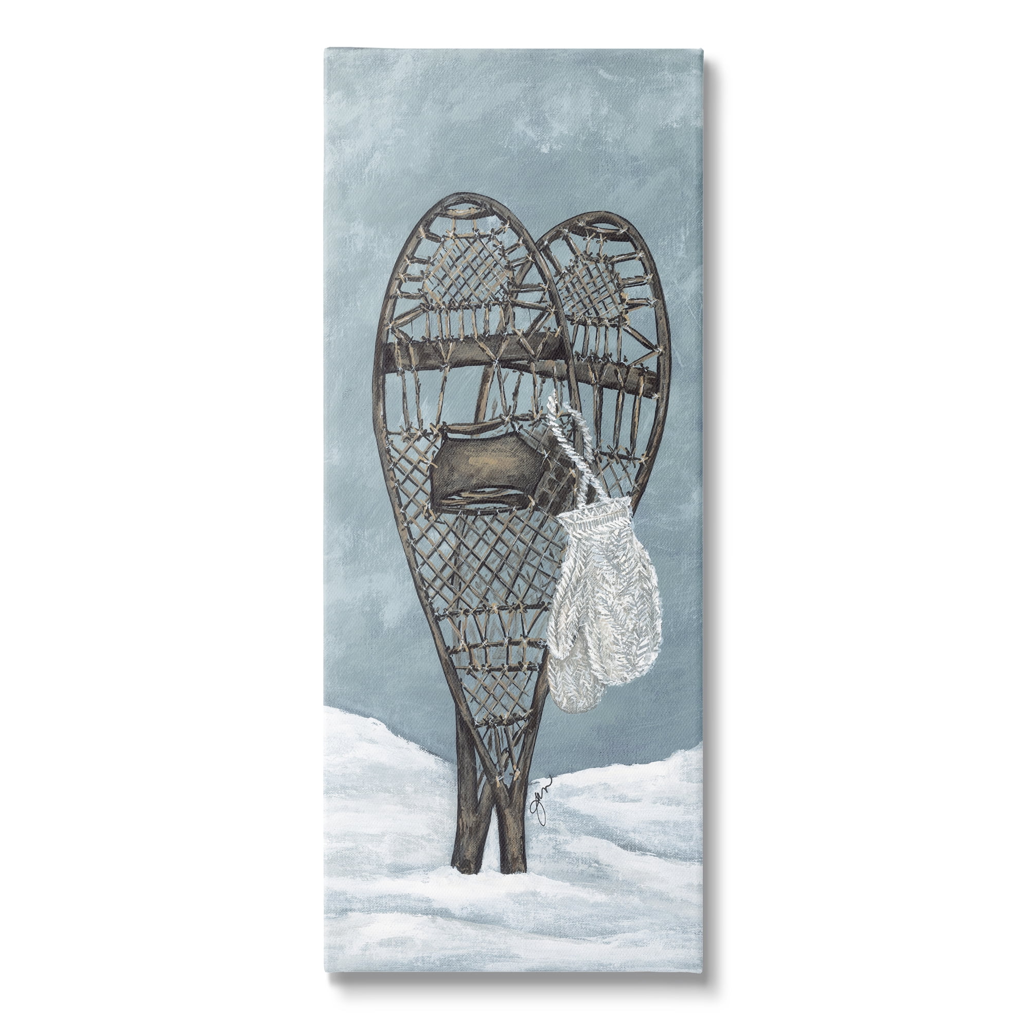 Stupell Industries Snowshoes & Winter Gloves Holiday Painting Gallery Wrapped Canvas Print Wall Art, 10 x 24