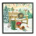 thumbnail image 1 of Stupell Industries Snowy Bench Seasonal Holly Plants Holiday Painting Black Framed Art Print Wall Art, 1 of 7