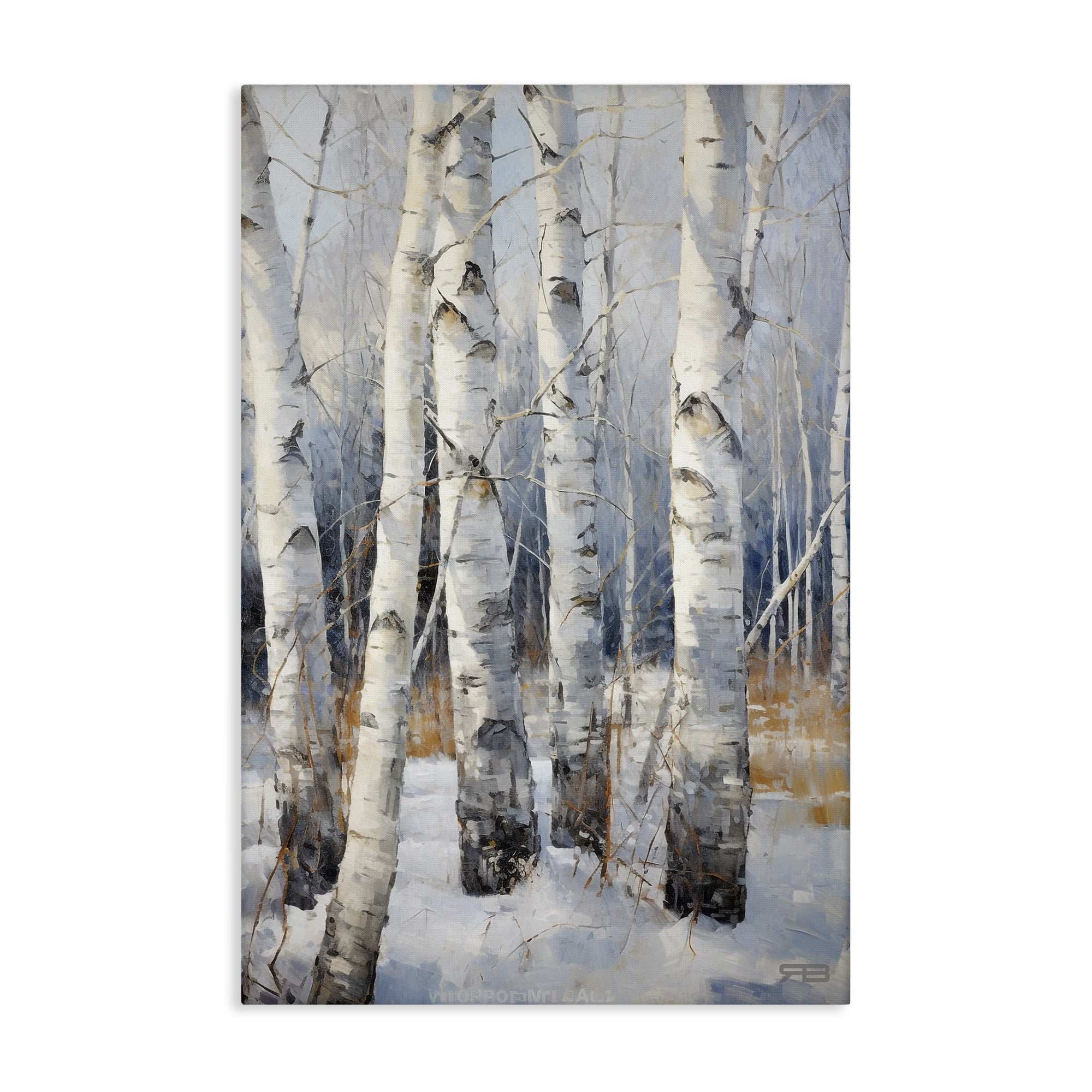 Stupell Industries Snowy Birch Forest Landscape Painting Gallery Wrapped Canvas Art Print Wall Art, 24 x 36
