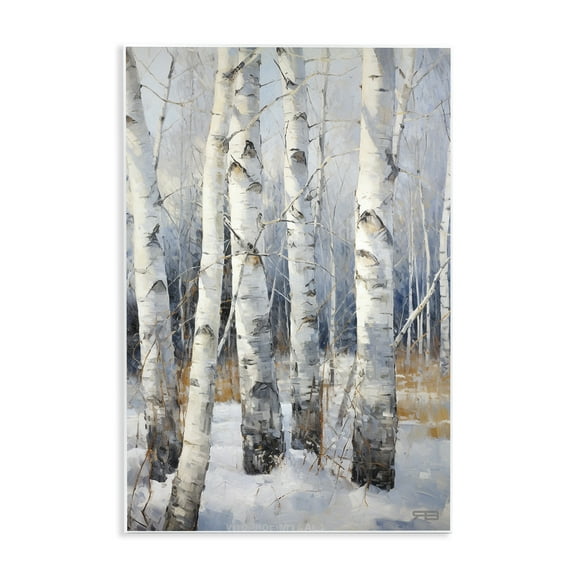 Stupell Industries Snowy Birch Forest Landscape Painting Unframed Art Print Wall Art, 10 x 15