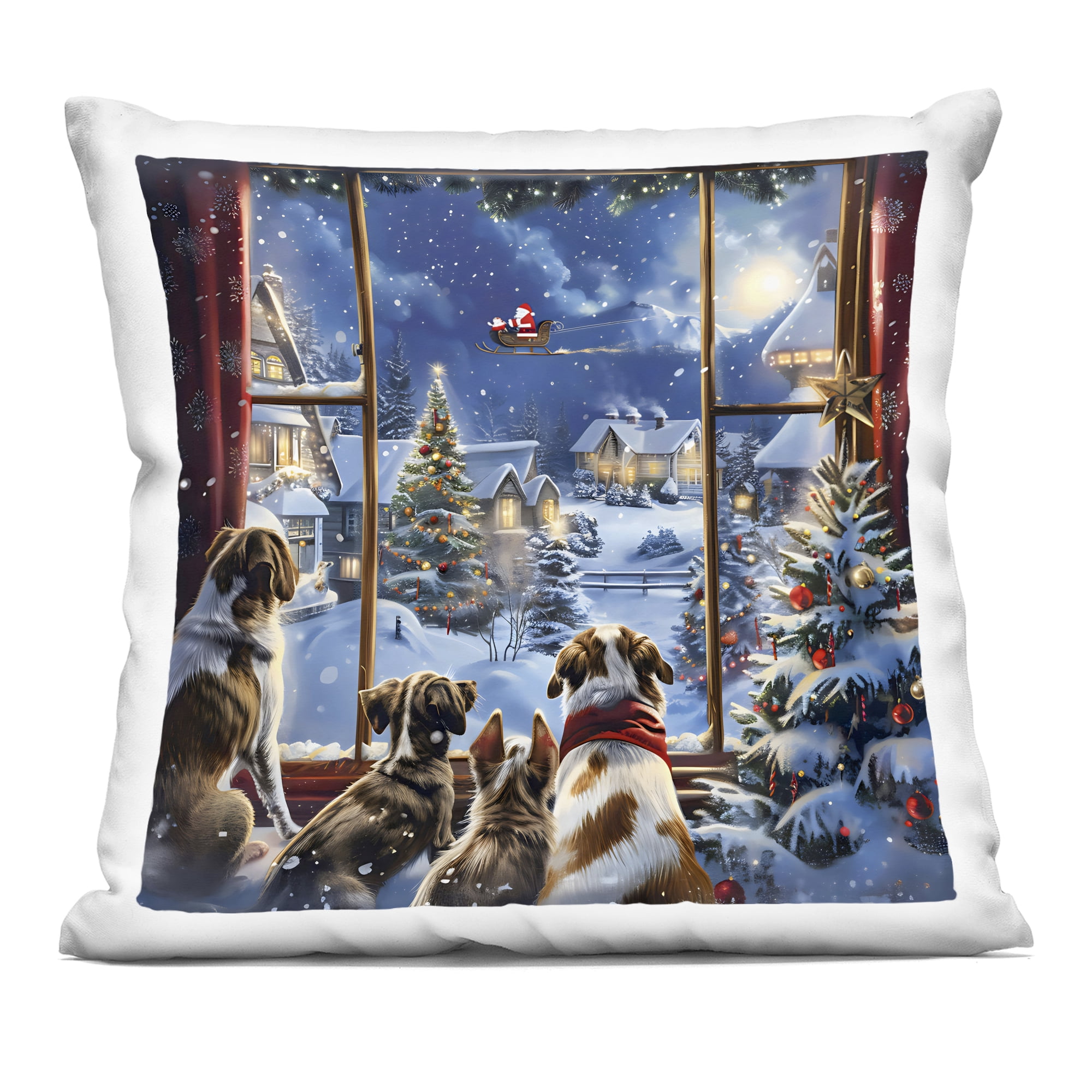 Stupell Industries Snowy Christmas View Dogs Decorative Printed Throw Pillow, design by Creative Studio