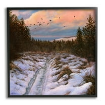 Stupell Industries Snowy Coastal Nature Trail Landscape Painting Black Framed Art Print Wall Art