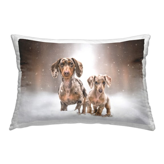 Stupell Industries Snowy Dachshund Puppies Decorative Printed Throw Pillow Design by Natalie Grosse