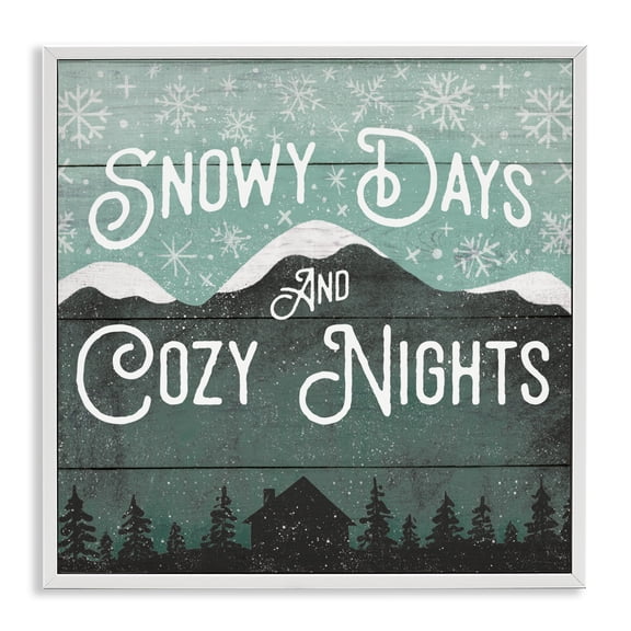 Stupell Industries Snowy Days And Cozy Nights White Framed Giclee Art design by Jilly Jack Designs, 24 x 24