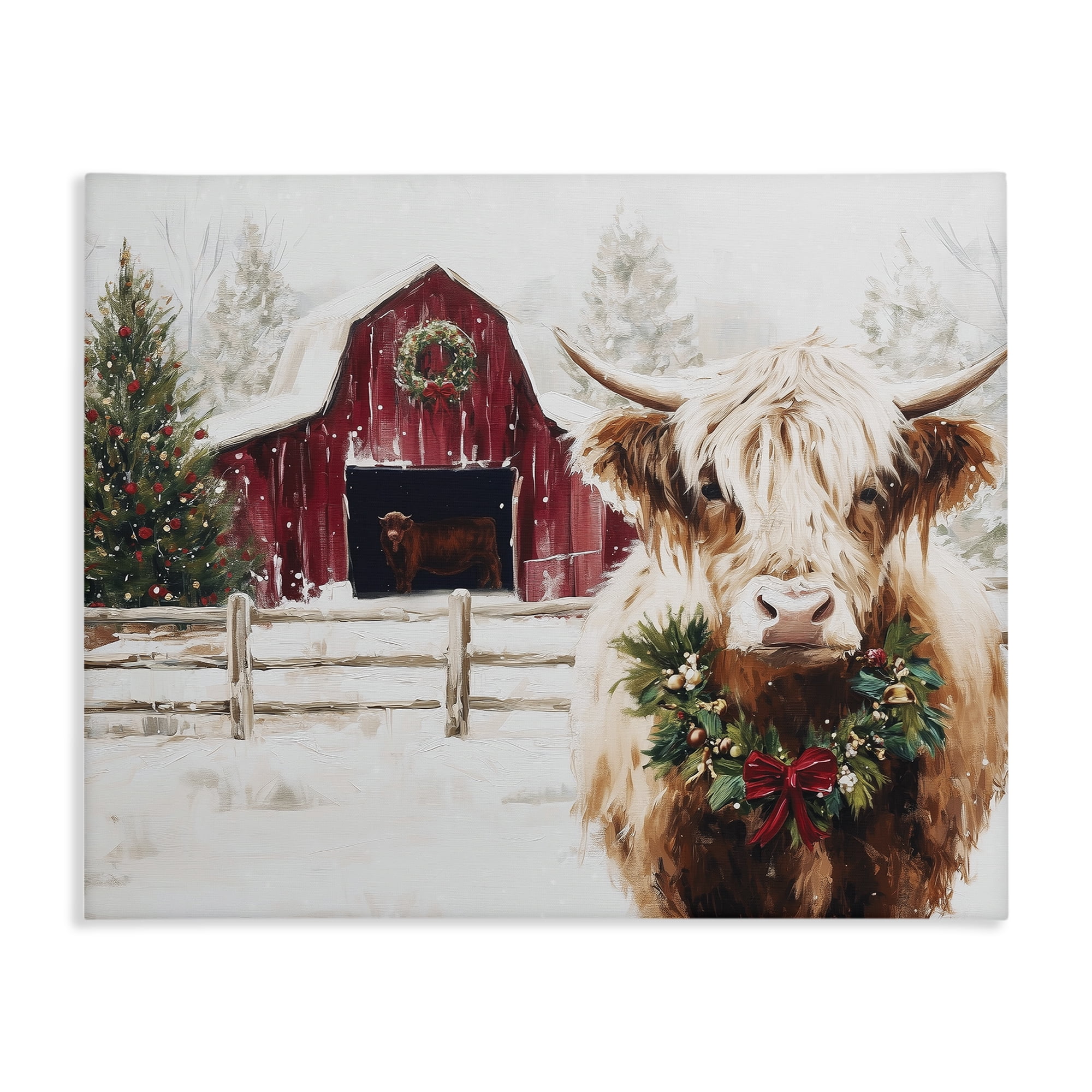 Stupell Industries Snowy Farm Scene Cattle Canvas Wall Art, design by Acorn & Ivory Designs