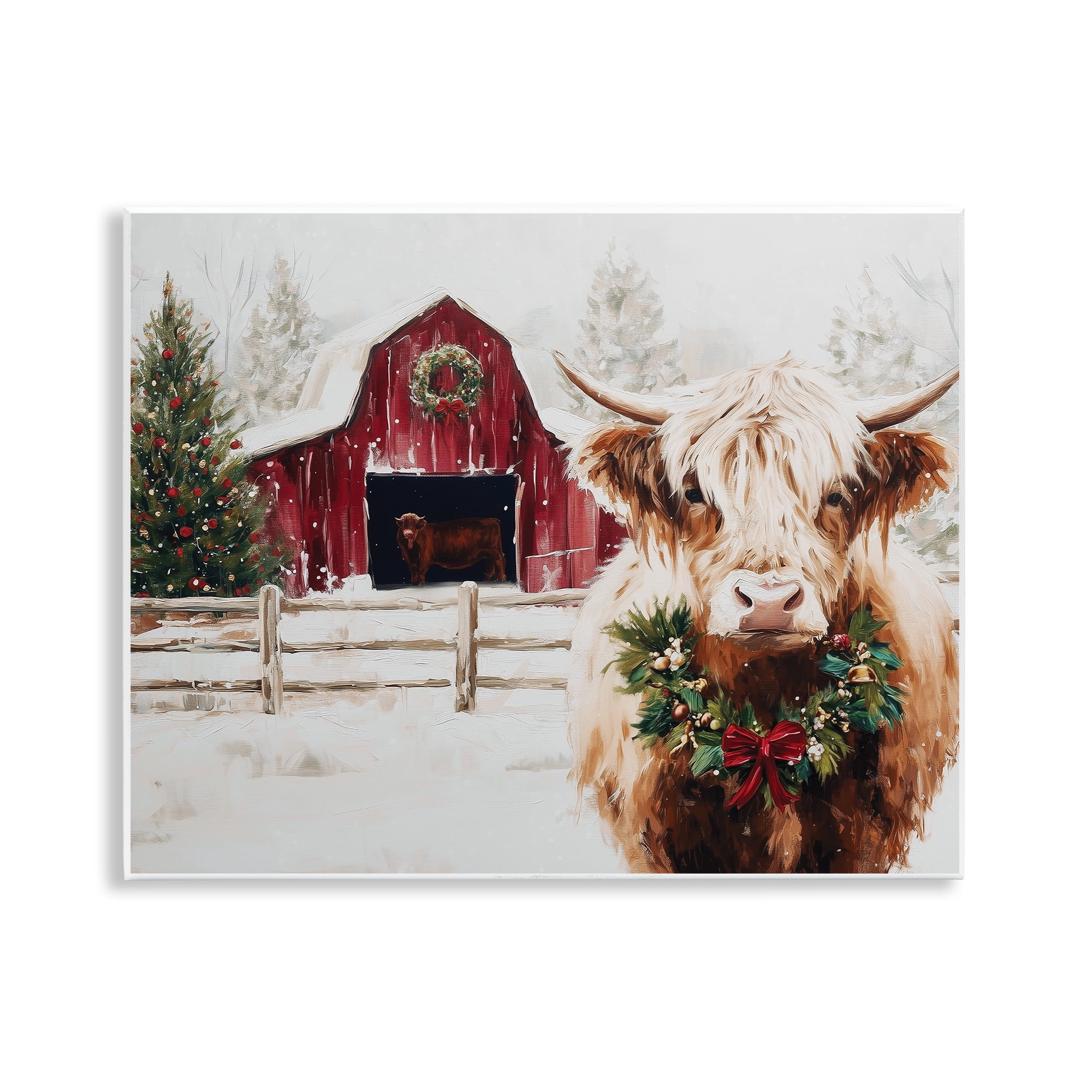Stupell Industries Snowy Farm Scene Cattle Wall Plaque Art, design by Acorn & Ivory Designs