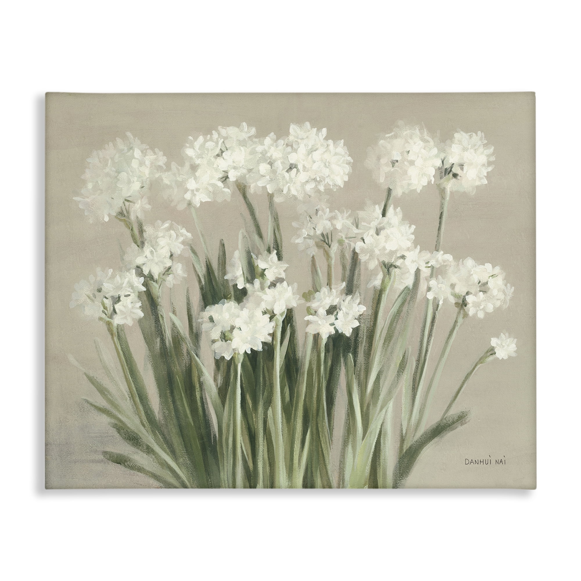 Stupell Industries Snowy Floral Paperwhites Botanical & Floral Painting Gallery Wrapped Canvas Art Print Wall Art, 30 x 24