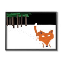 Stupell Industries Snowy Fox Paw Prints Graphic Art Black Framed Art Print Wall Art, Design by Carla Daly