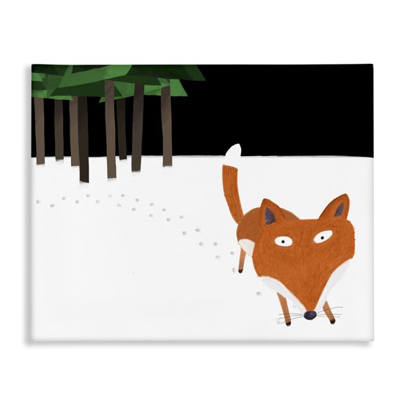 Stupell Industries Cottage Snowy Fox Paw Prints Canvas Art, 40 x 30, by Carla Daly
