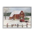 thumbnail image 1 of Stupell Industries Snowy Holiday Tree Farm Landscape Painting Gray Framed Art Print Wall Art, Design by Sally Swatland, 1 of 7