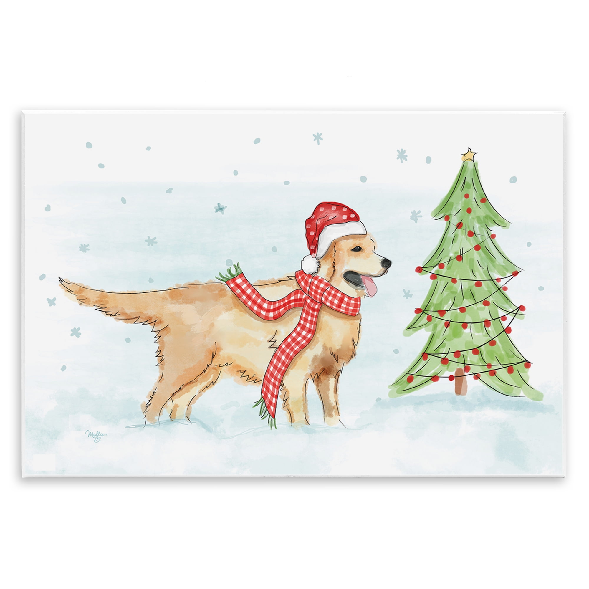 Stupell Industries Snowy Labrador Scene Holiday Painting Unframed Art Prints Wall Art, 15 x 10