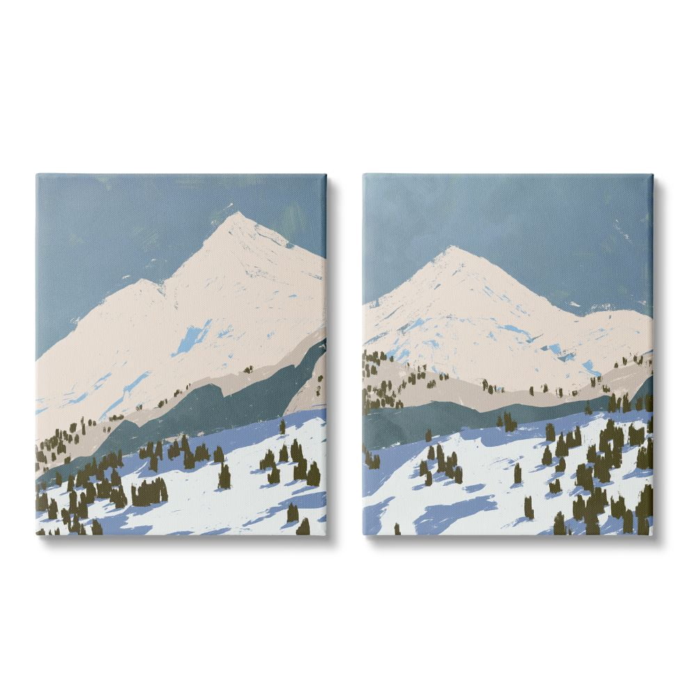 Stupell Industries Snowy Mountain Forest Landscape Calming Blue Peaks Canvas Wall Art Design by Jacob Green