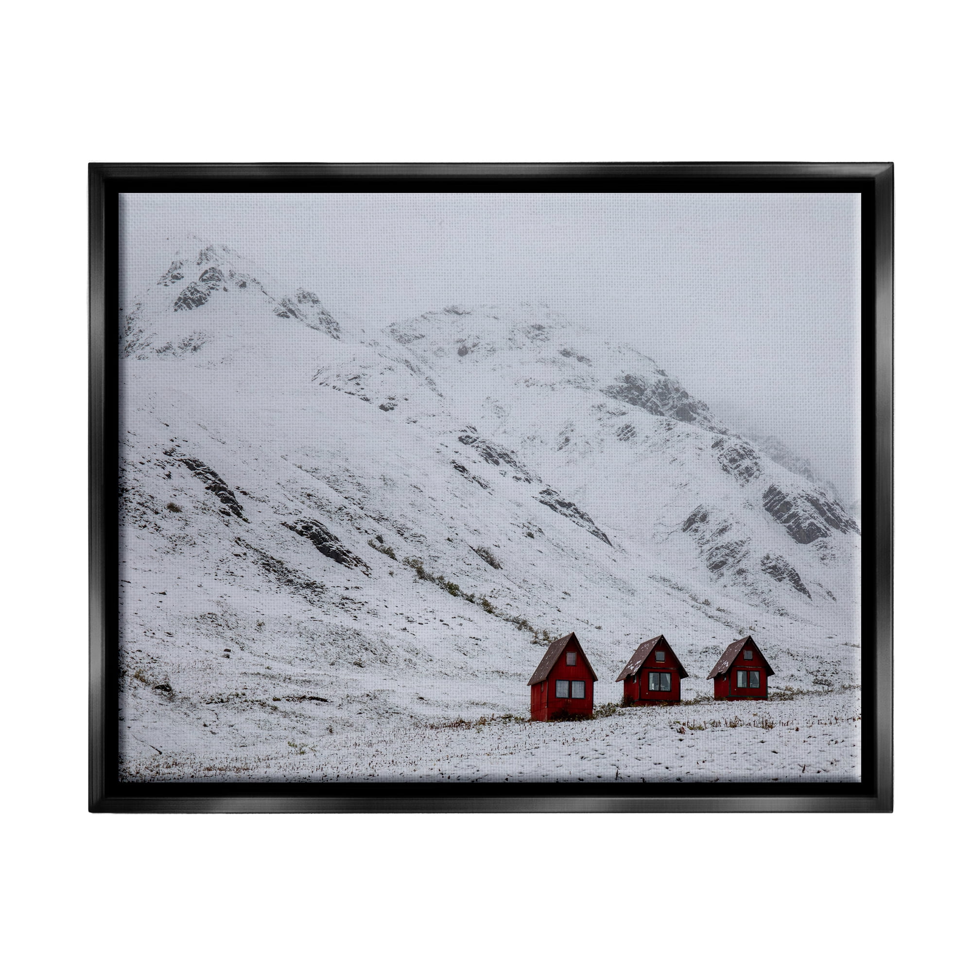 Stupell Industries Snowy Mountain Pass Landscape Photography Black Floater Framed Canvas Art Print Wall Art, 31 x 25