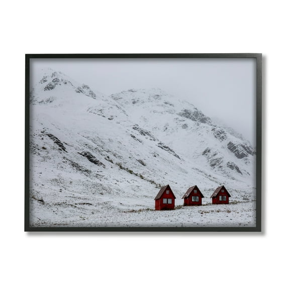 Stupell Industries Snowy Mountain Pass Landscape Photography Black Framed Art Print Wall Art, 20 x 16