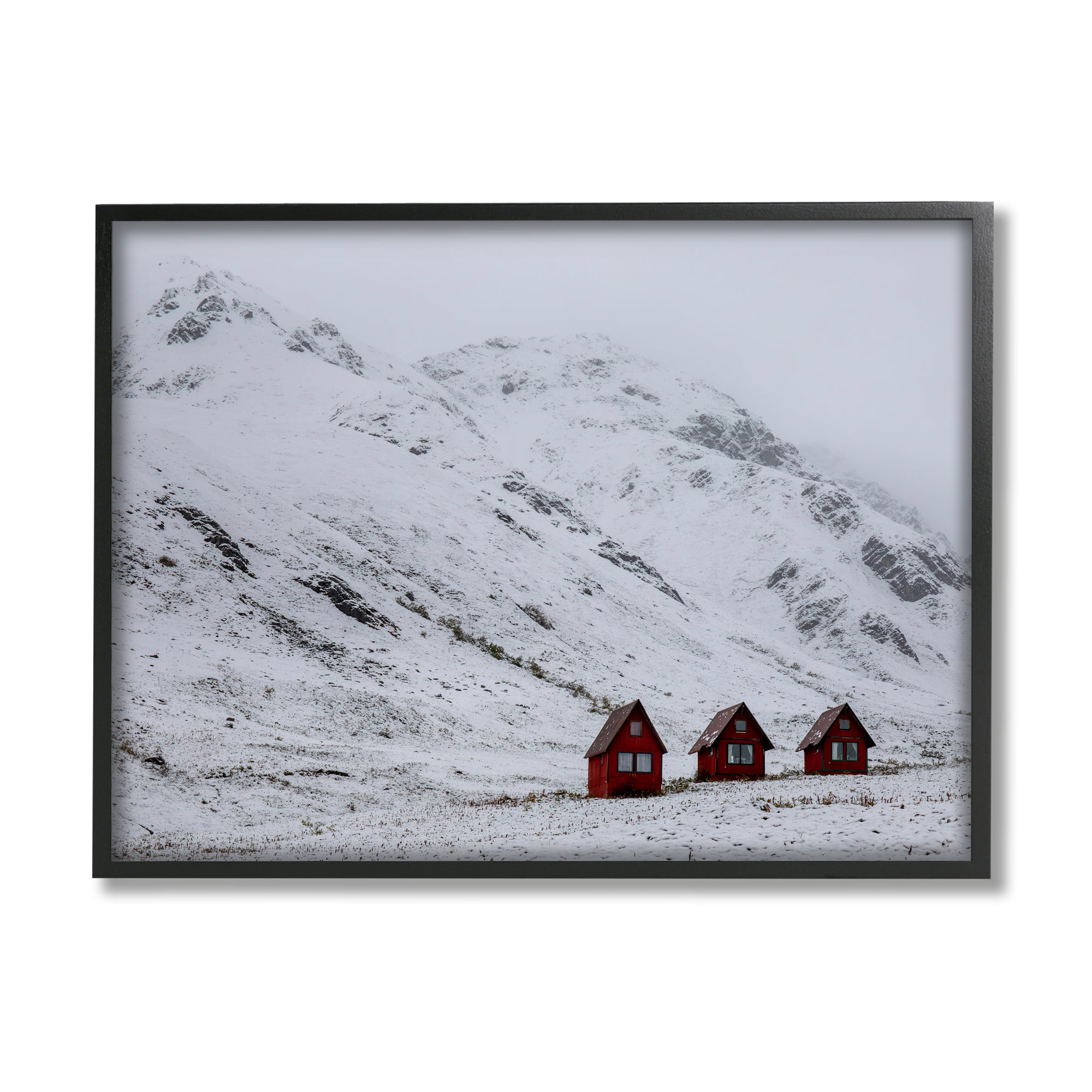 Stupell Industries Snowy Mountain Pass Landscape Photography Black Framed Art Print Wall Art, 30 x 24