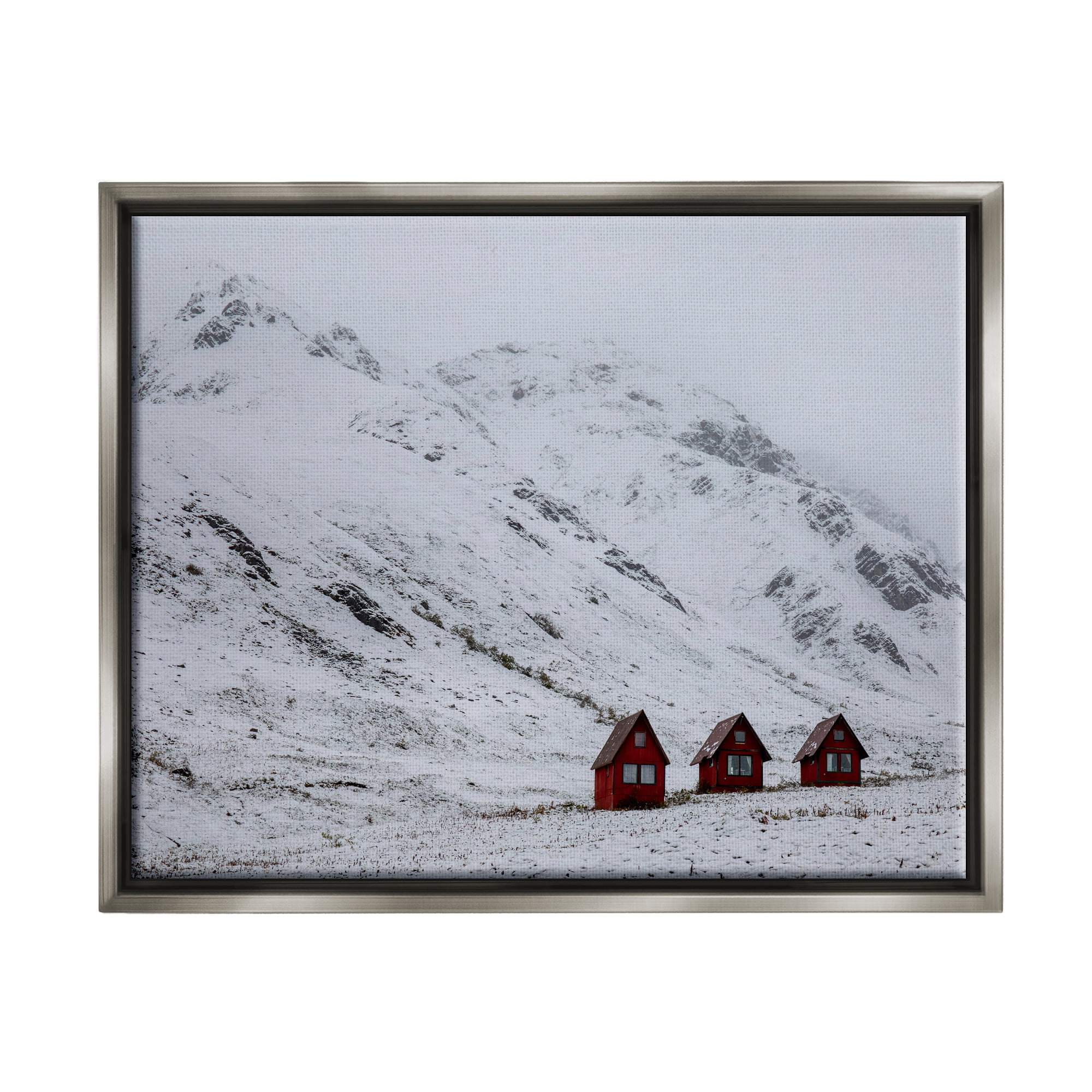 Stupell Industries Snowy Mountain Pass Landscape Photography Gray Floater Framed Canvas Art Print Wall Art, 21 x 17